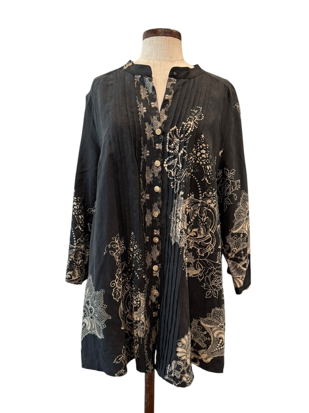 Citron silk blend button down blouse